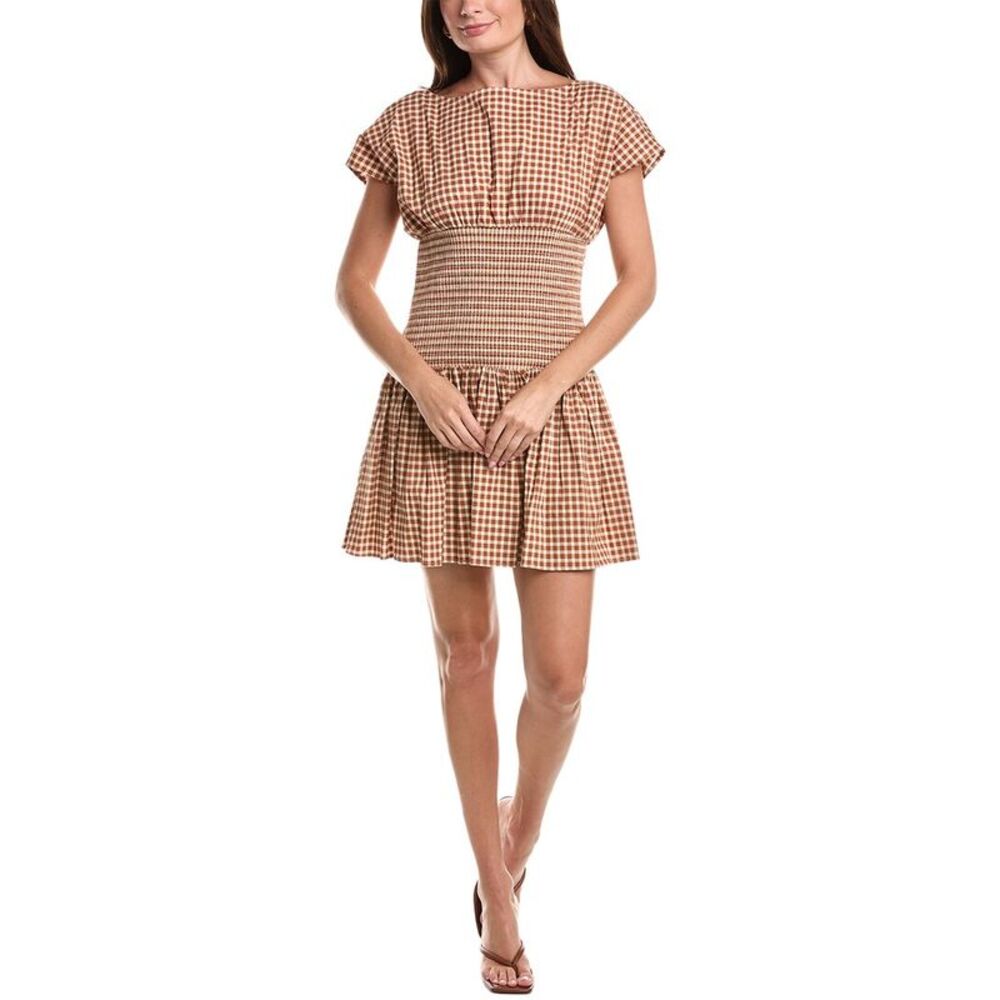 Avec Les Filles Womens Boat Neck Drop Waist Mini Dress